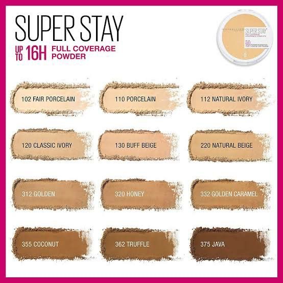 Polvo compacto Superstay Full coverage 16H (tono 320 Honey caramel) 6g Maybelline